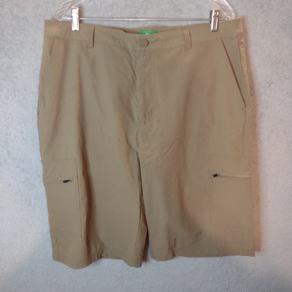 Mens Dip Cargo Shorts Zip Pockets Peanut Butter Color Sz 38 Really Nice